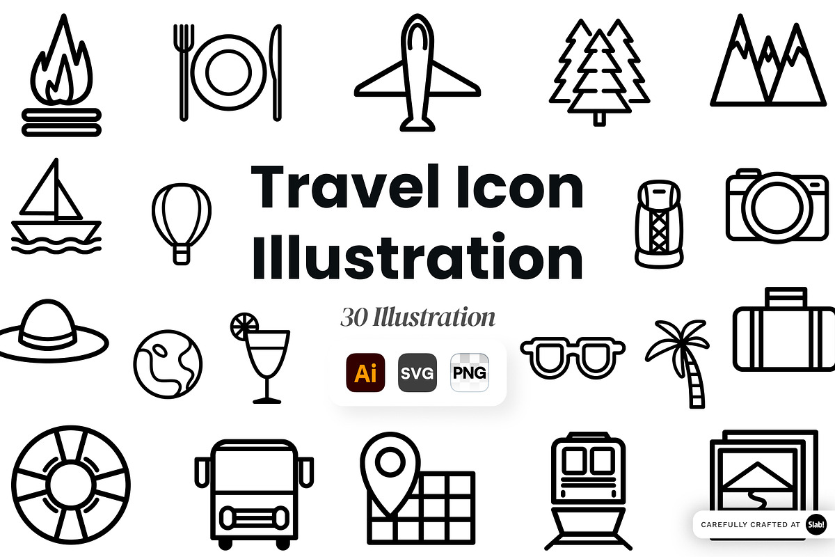 Travel Icon Illustration Set, an Object Graphic by SLAB! Design (Photo 1 of 3)