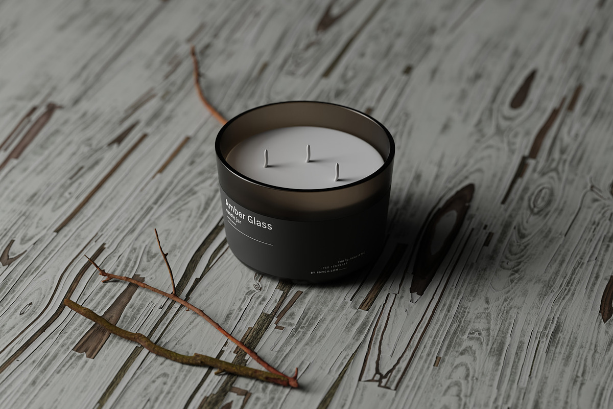Amber Glass Candle Mockup Kit, a Merchandise Mockup by pmvch (Photo 13 of 27)