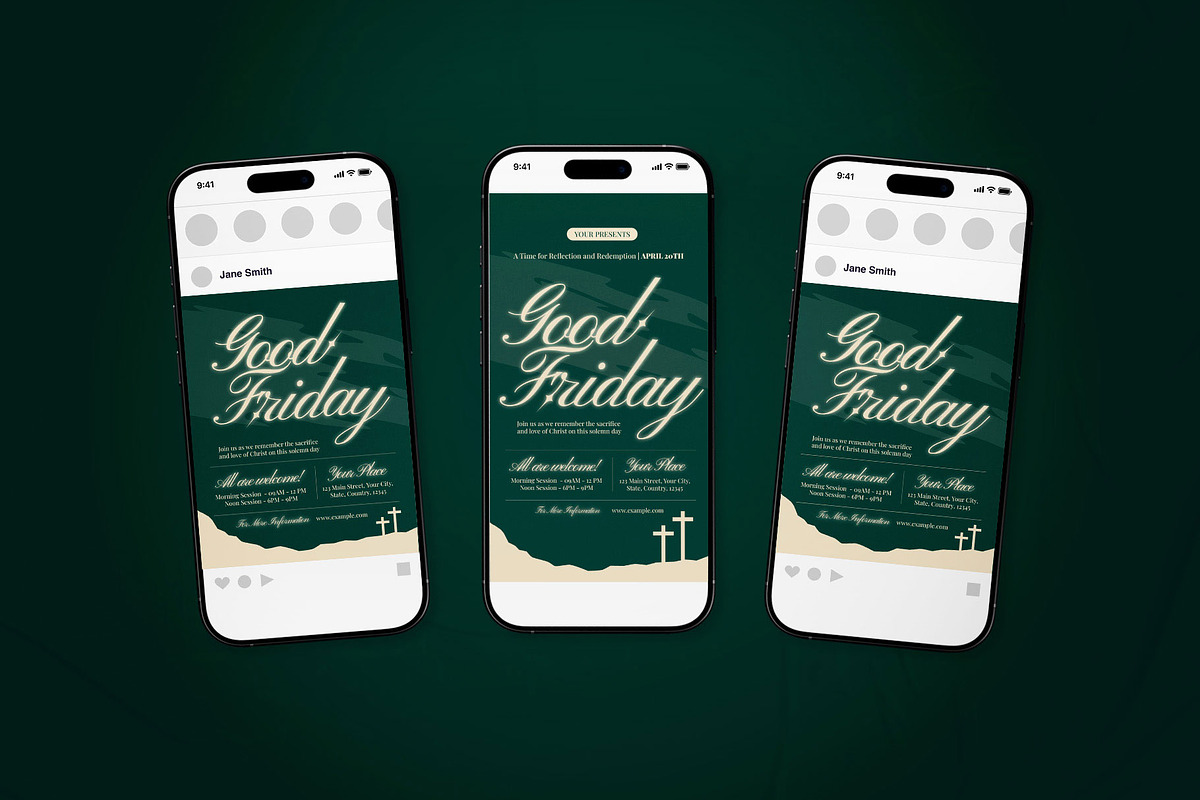 Green Elegant Good Friday Flyer Set, a Flyer Template by The Good Store (Photo 2 of 2)