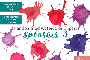 Watercolor Clipart Splashes Bundle