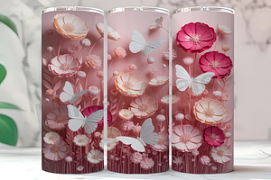 3D Pink Floral Butterfly Tumbler, an Arts & Entertainment Photo by LamanAzalea