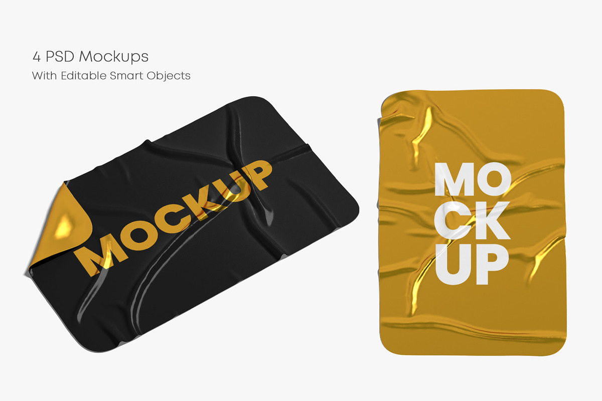 Crumpled Stickers Mockup Set, a Print Template by Graphic Bird (Photo 3 of 6)