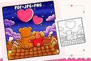 Cozy Love Moments Coloring Pages, an Animal Illustration by Ink Gallery (Thumbnail 2 of 5)