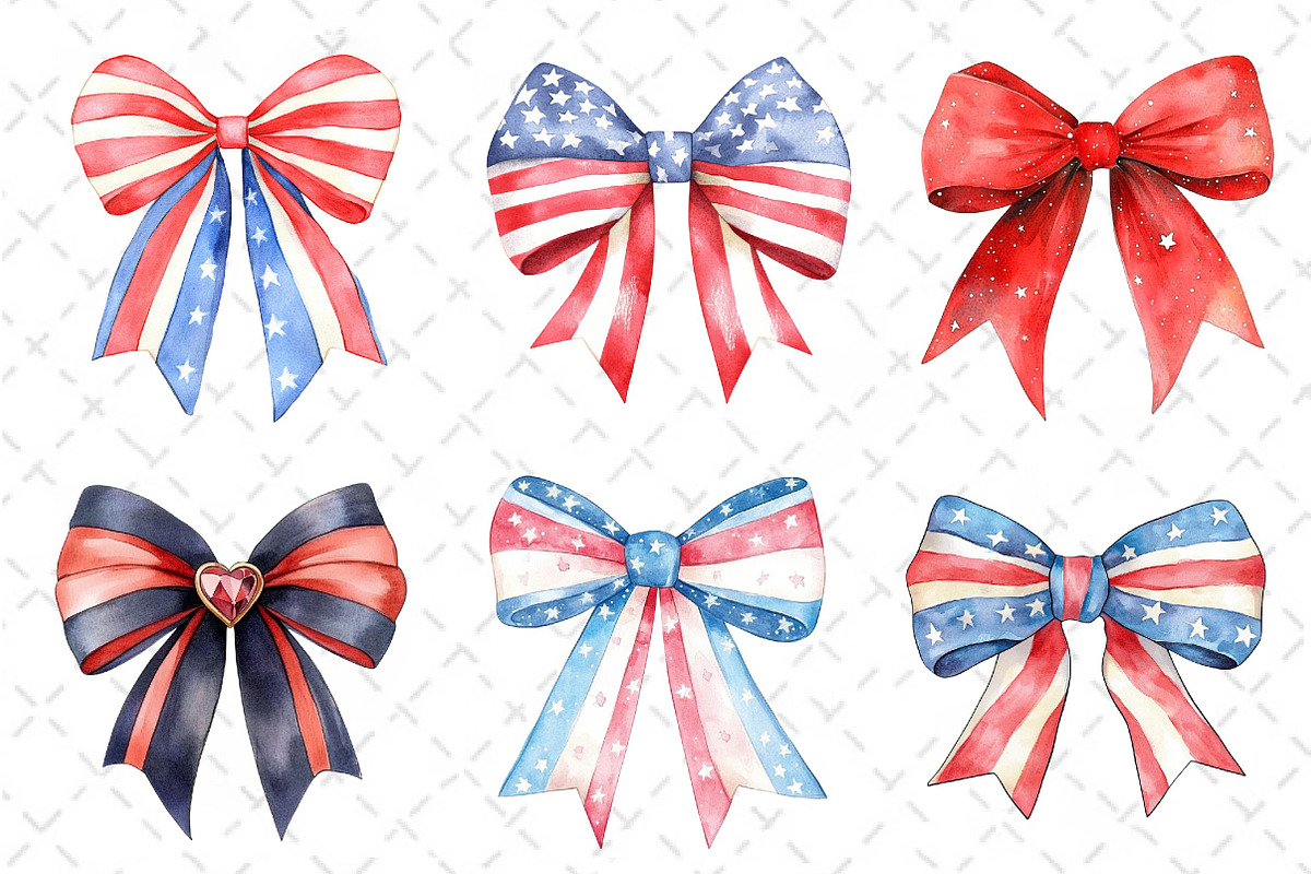 USA Coquette Bow Clipart, an Illustration by Dream Creation (Photo 4 of 5)