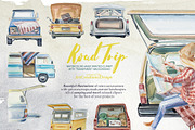 Watercolor Road Trip Clipart Set, a Person Illustration by ArtCreationsDesign (Thumbnail 6 of 19)