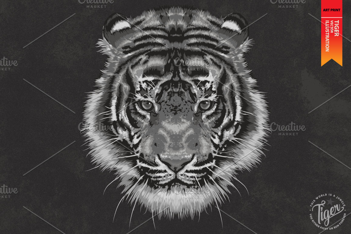FIGHTER - Tiger vector illustration, an Animal Illustration by Artistic & Unique (Photo 3 of 17)