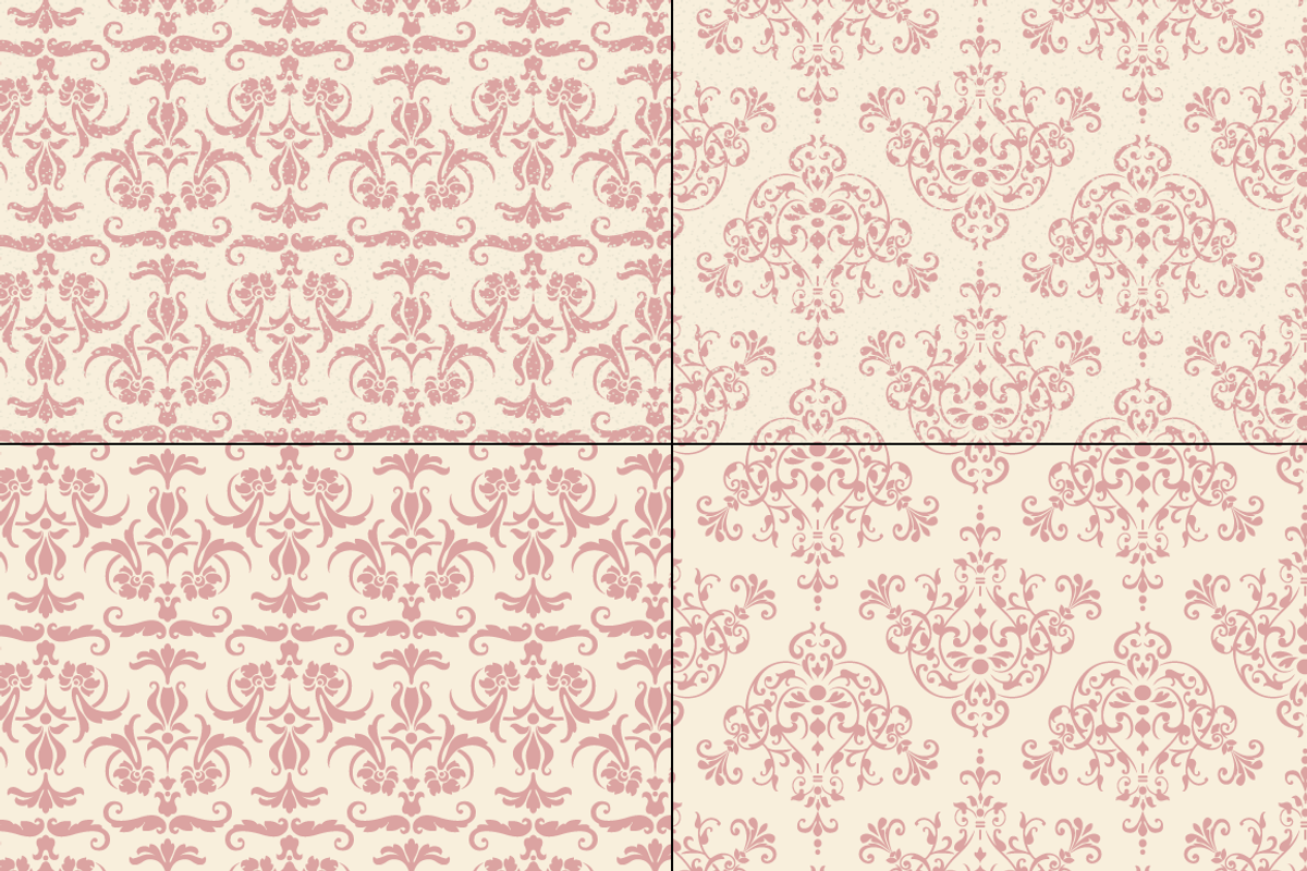 Seamless Pink Damask Patterns preview 6