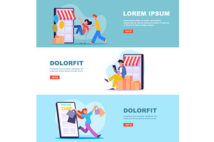 E-shop. people choose products in, a Technology Illustration by Onyx