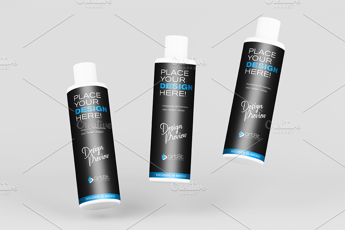 Plastic Shampoo Bottle Mockup, a Packaging Mockup by artBit Design Studio (Photo 15 of 19)
