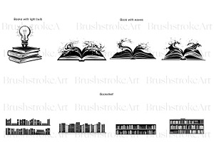 Book Silhouette Clipart, Open Book