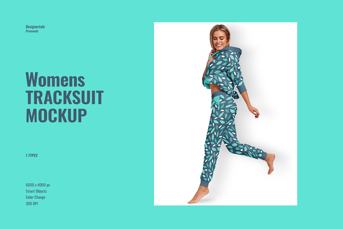 Women's Tracksuit Mockup, a Hoody Mockup by Designertale (Photo 1 of 6)