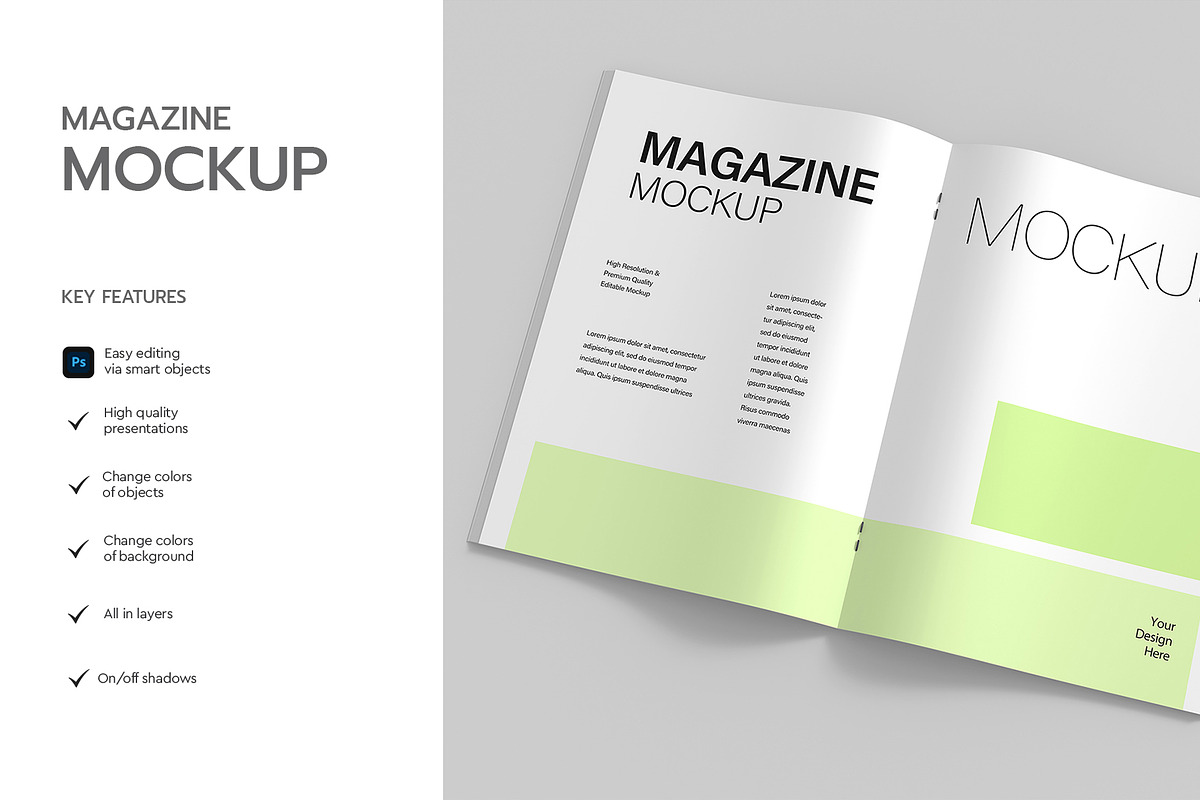 Top View Opened Magazine Mockup