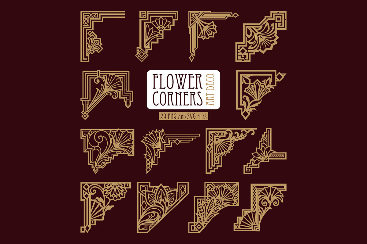 Art Deco 29 Floral Corners, a Decorative Illustration by Stanislav Kharchevskyi (Photo 1 of 3)