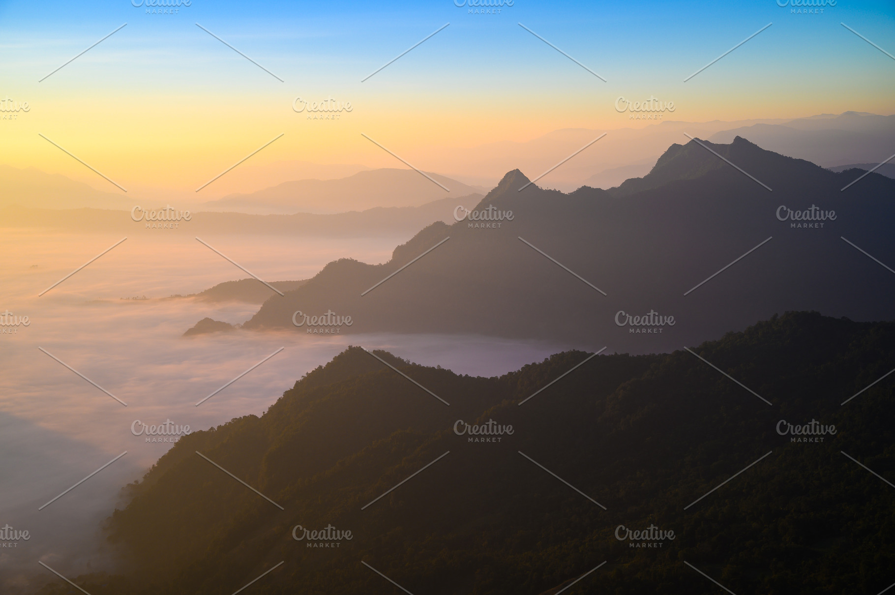 Beautiful misty mountain range, a Nature Photo by KHphotography