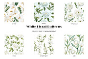 Watercolor white flowers patterns, a Pattern Graphic by Art and Funny (Thumbnail 3 of 7)