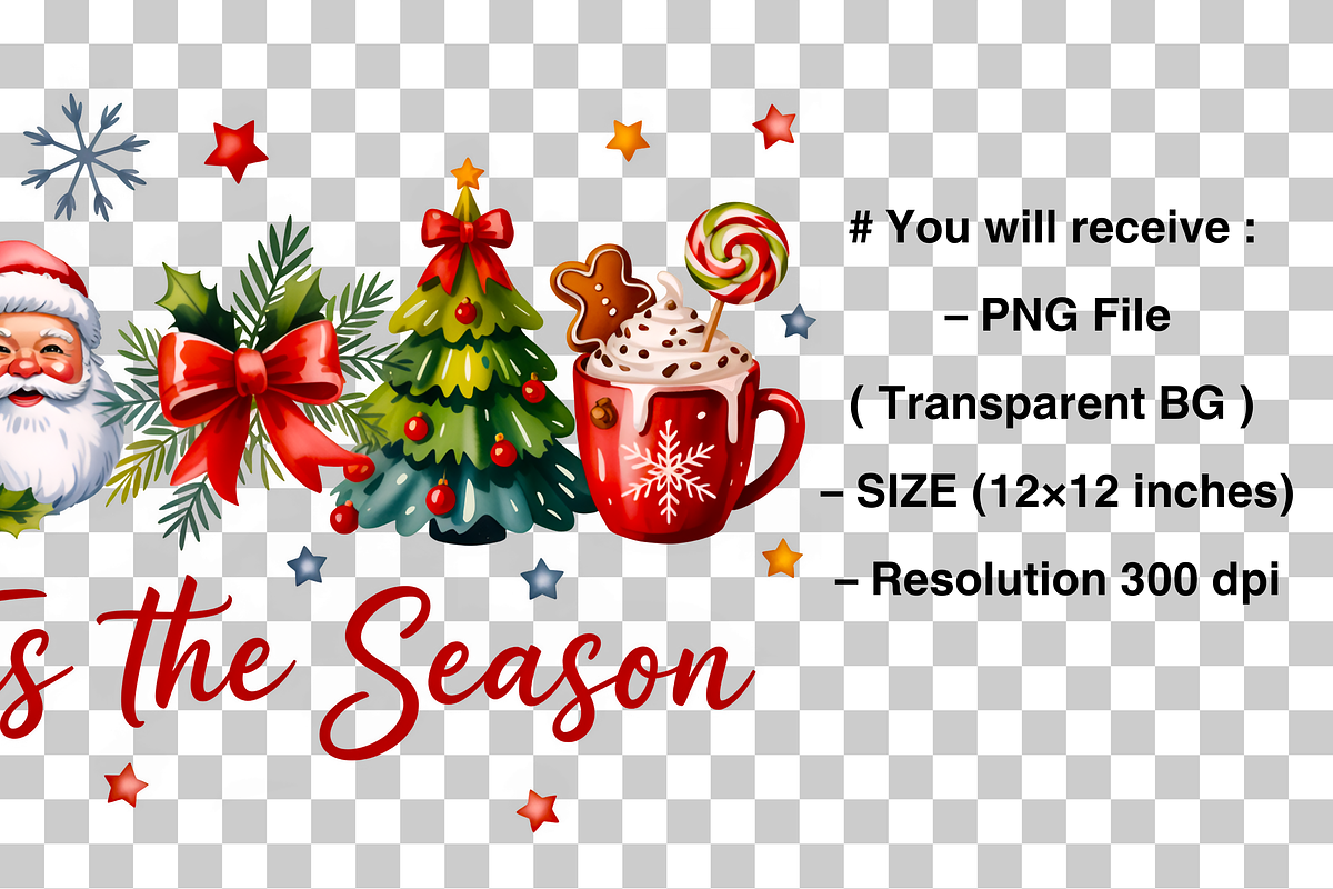 Retro Christma, Tis the Season PNG, a Graphic by Clipart Bloom (Photo 2 of 2)