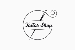 Sewing Needle Logo. Tailor Shop.