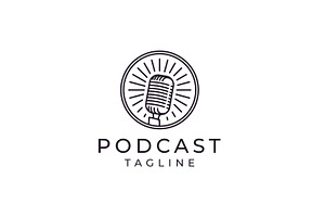 Vintage retro microphone logo design, a Branding & Logo Template by Weasley99Store