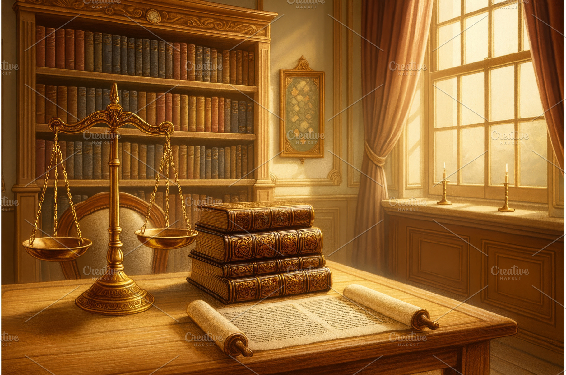 Elegant law office with golden, an Architecture Photo by Ungvar Studio