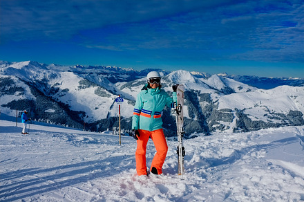 Ski girl in Austrian Alps