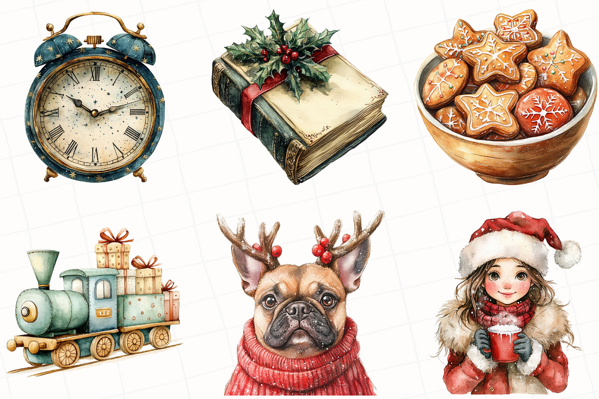 Classic Christmas Watercolor Clipart, an Illustration by OK Design (Photo 5 of 5)