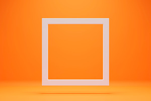 White empty frame orange background, an Abstract Photo by hitdelight