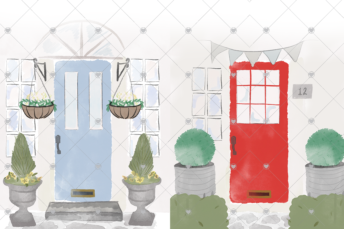 Watercolour Front Door Creator,, a Decorative Illustration by CommercialCliparts (Photo 3 of 3)