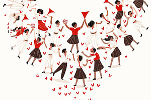 Illustration of unity symbol with diverse individuals holding hands and cheerin, a Photo by AS photostudio