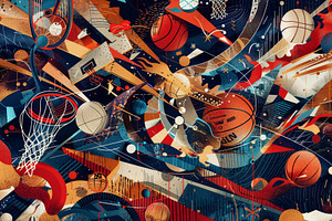 An abstract painting featuring baske, a Photo by Iftikhar Alam
