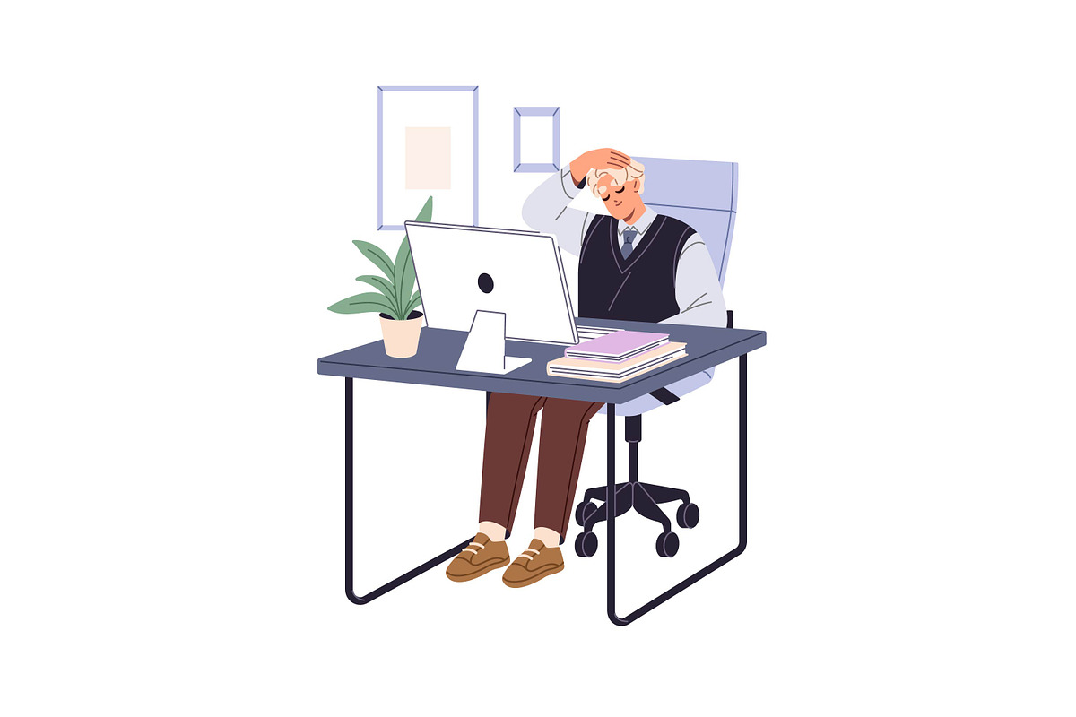 People do exercises at work desk set, a Work Illustration by PaperTrident (Photo 6 of 9)