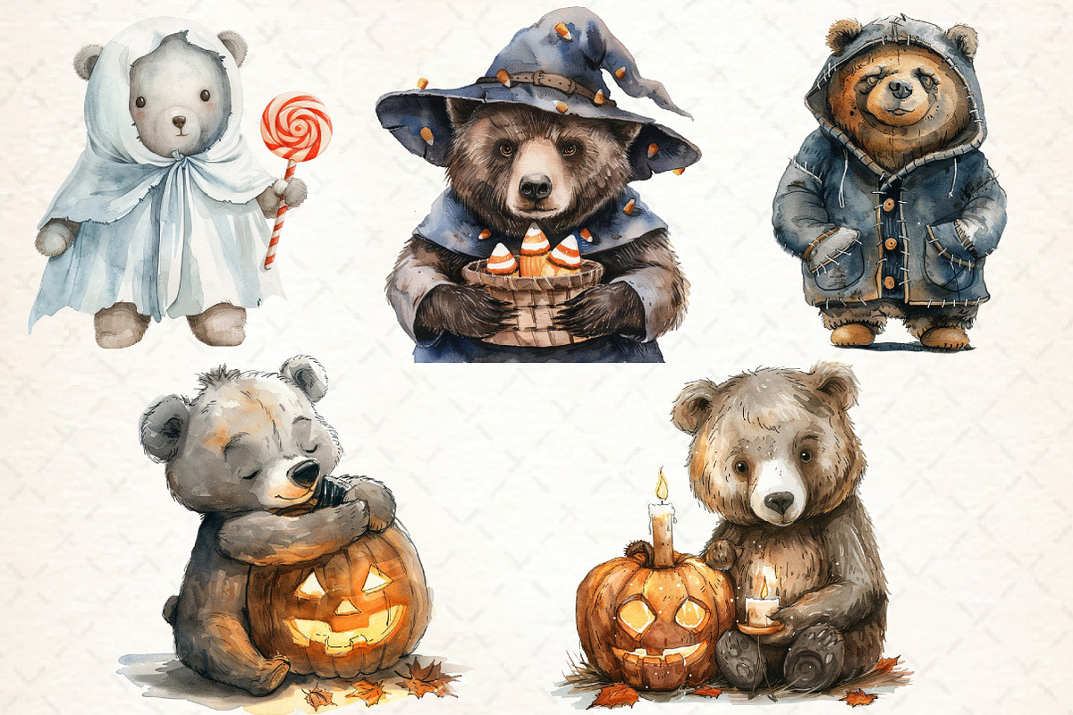 Halloween Bear Clipart, an Illustration by Libby Wishes (Photo 3 of 7)