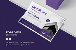 Fortivest Insurance - Certificate, a Print Template by Esensifiksi.studio