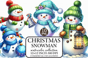 Christmas Snowman Clipart, an Illustration by Libby Wishes (Thumbnail 1 of 6)