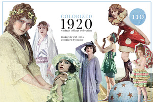 Colorized 1920s Vintage Collage Set