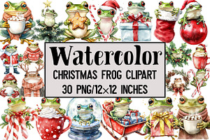 Christmas Frog Clipart, an Illustration by Design Market