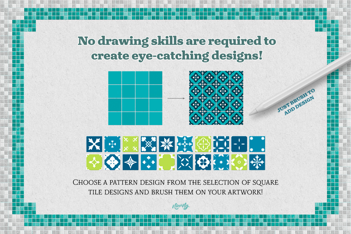 Tile Pattern Procreate Brushes, a Brush Add-On by Nico-Ng (Photo 9 of 13)