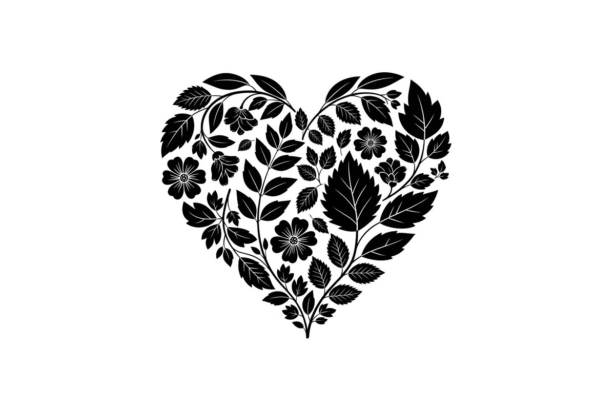 Floral Heart Silhouette Bundle, an Illustration by Designs_River (Photo 7 of 31)