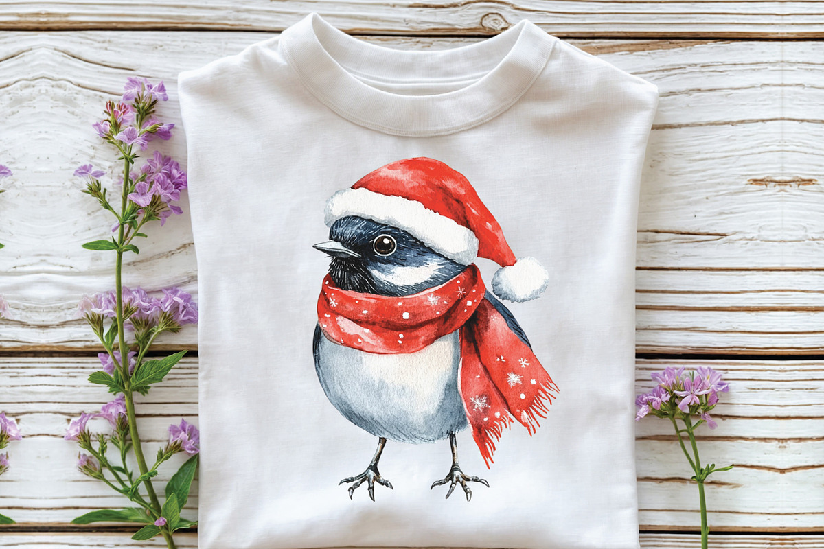 Watercolor Funny Christmas Bird Clip, an Illustration by CraftArtStudio (Photo 5 of 6)