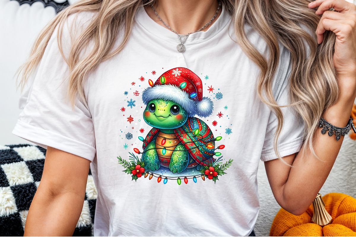 Watercolor Christmas Turtle Clipart, an Illustration by Sublimation Artist (Photo 7 of 9)