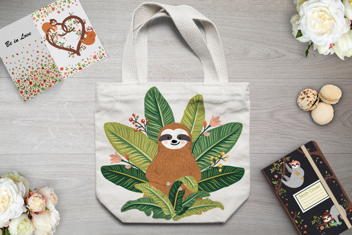 Cute Sloths Prints & Patterns, an Animal Illustration by Dasha_D (Photo 4 of 13)