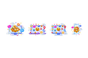 3d vector social media set with, a Technology Illustration by Abscent