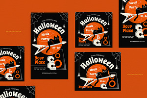 Halloween Music Party Flyer Set