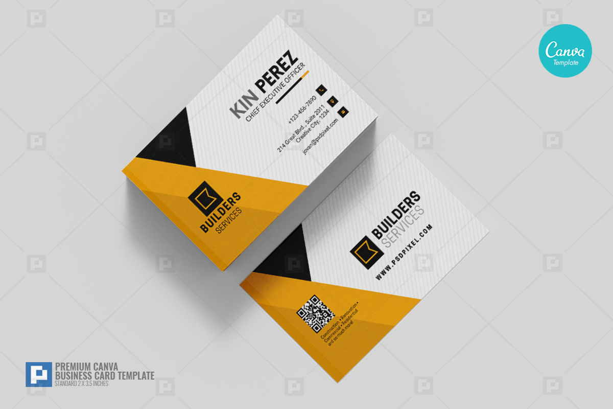 Construction Canva Business Card 13, a Business Card Template by PSDPixel (Photo 2 of 4)