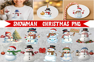 Snowman Christmas PNG Bundle, an Object Graphic by Digi_Design_World