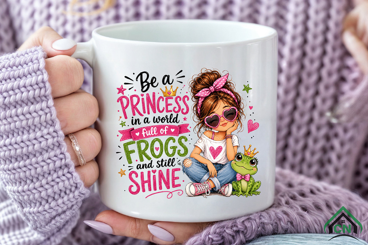 Cute Frog Princess Girl Sublimation, a Seasonal Illustration by Craft Nest (Photo 6 of 6)
