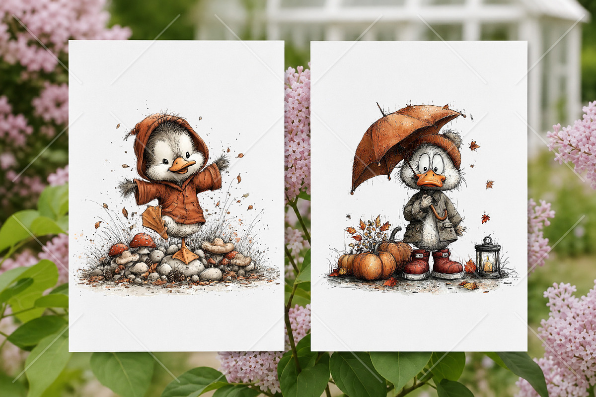 Whimsical Fall Duckling Clipart PNG, a Seasonal Illustration by Canvas Craft (Photo 8 of 10)