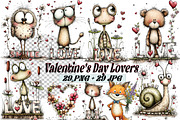 Valentine Lovers Whimsical Animals, an Illustration by one-touch (Thumbnail 1 of 13)
