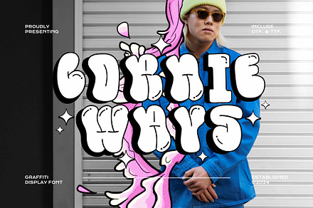 Cornie Ways - 3D Bubble Display Font, a Sans Serif Font by Imoodev