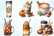 Watercolor Fall Coffee Clipart, an Illustration by Craft Nest (Thumbnail 3 of 9)