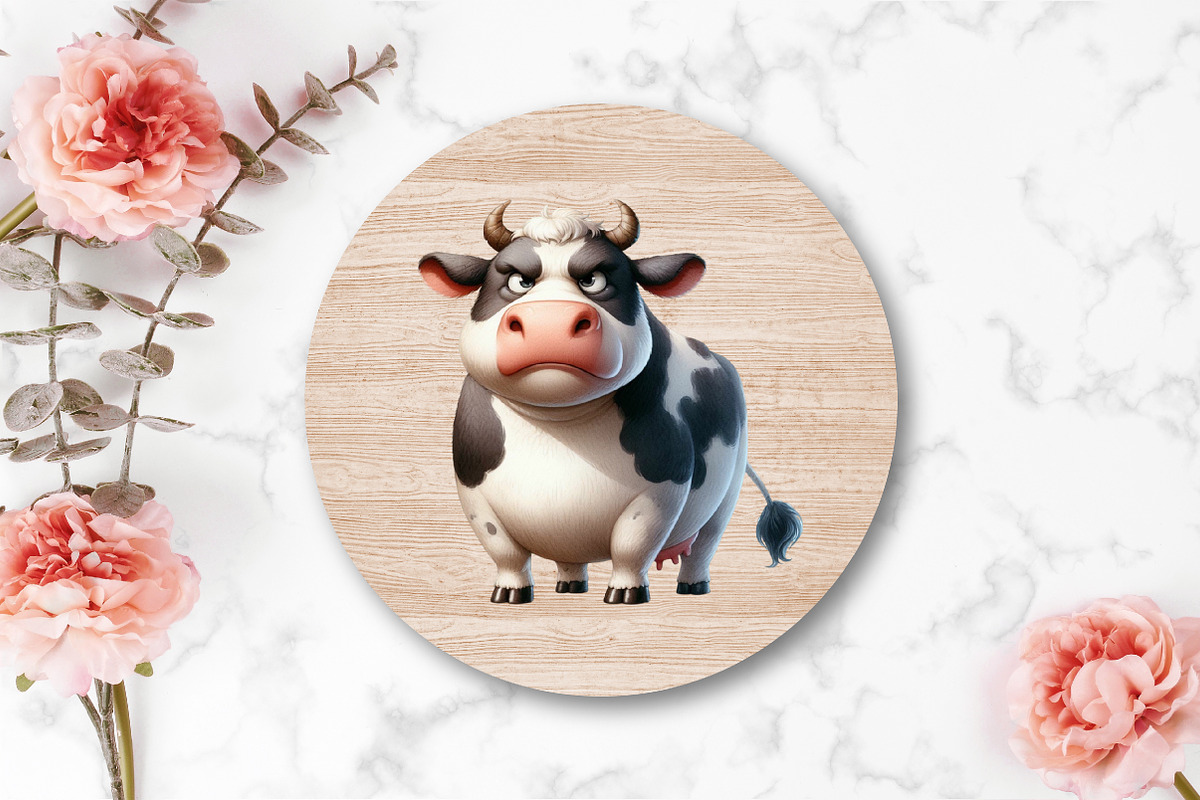 Watercolor Funny Grumpy Cow Clipart, an Illustration by CraftArtStudio (Photo 4 of 5)
